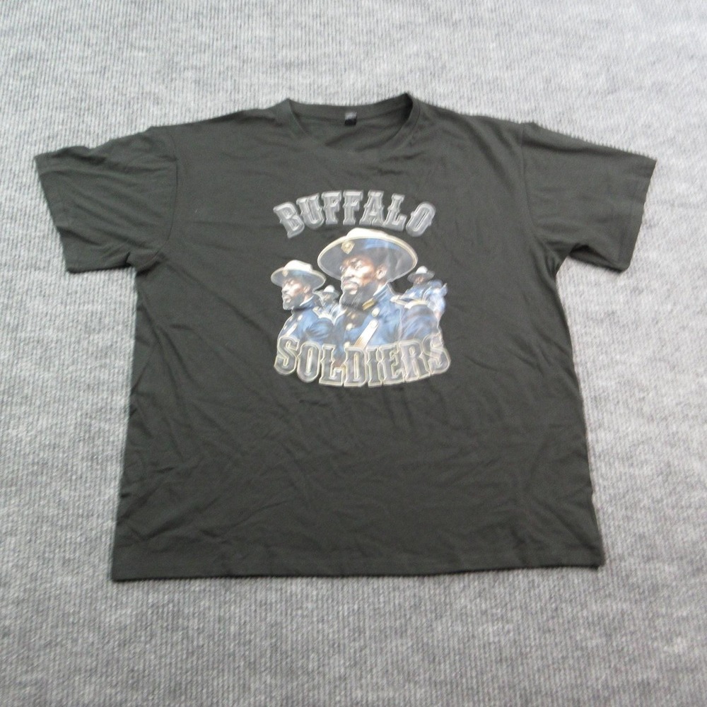Buffalo Soldiers Shirt Mens 2XL Black Crew Neck 100% Cotton Graphic Tee